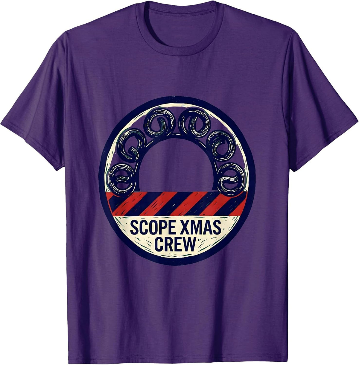 Scope Xmas Crew Linocut Gastro Nurse Endoscopy Tech T-Shirt - Purple