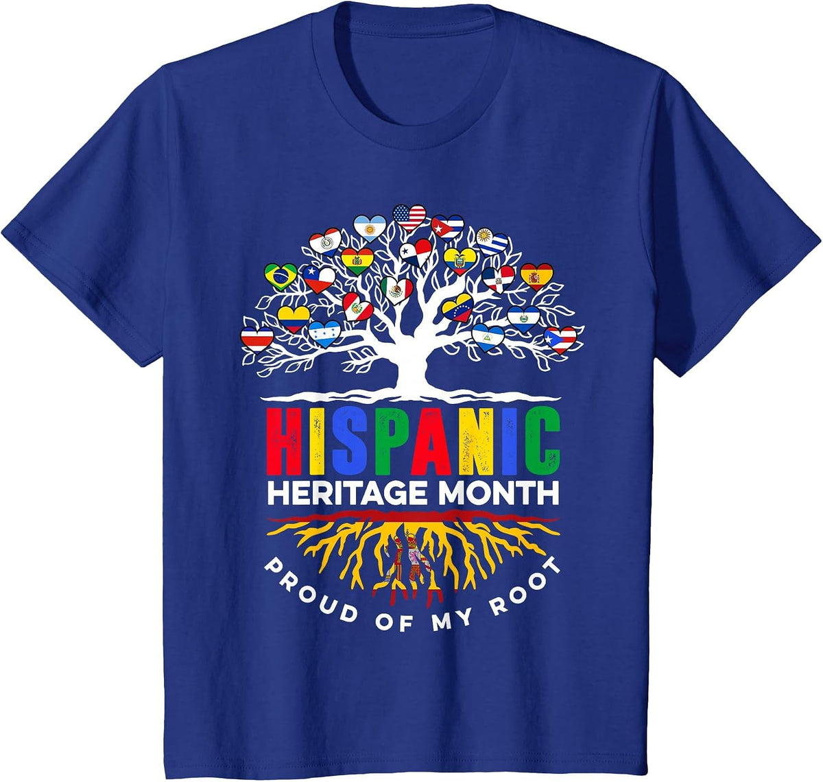 Hispanic Heritage Month Spanish Proud of My Root Spain T-Shirt - Royal Blue