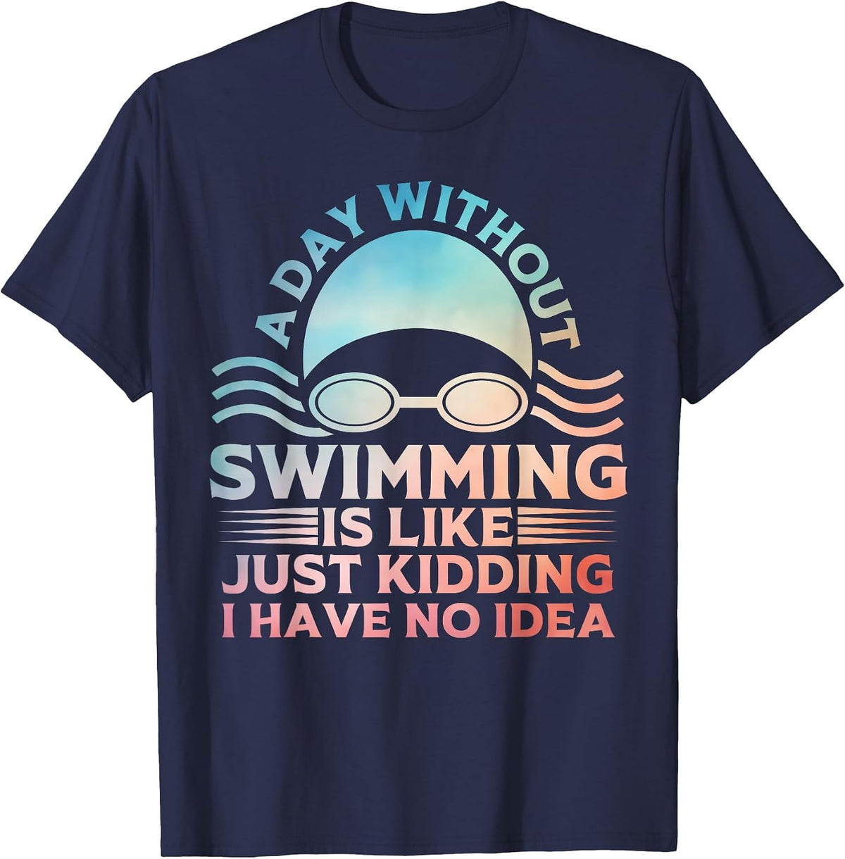 Funny Swimming Art for Men Women Swim Team Coach Swimmer T-Shirt - Navy Blue
