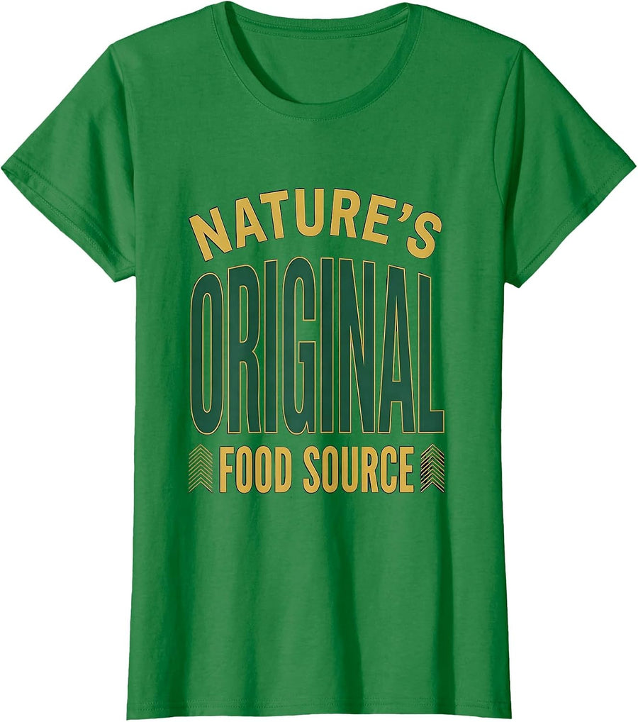 Women's Nature's Original Food Source Graphic Design T-Shirt - Kelly Green