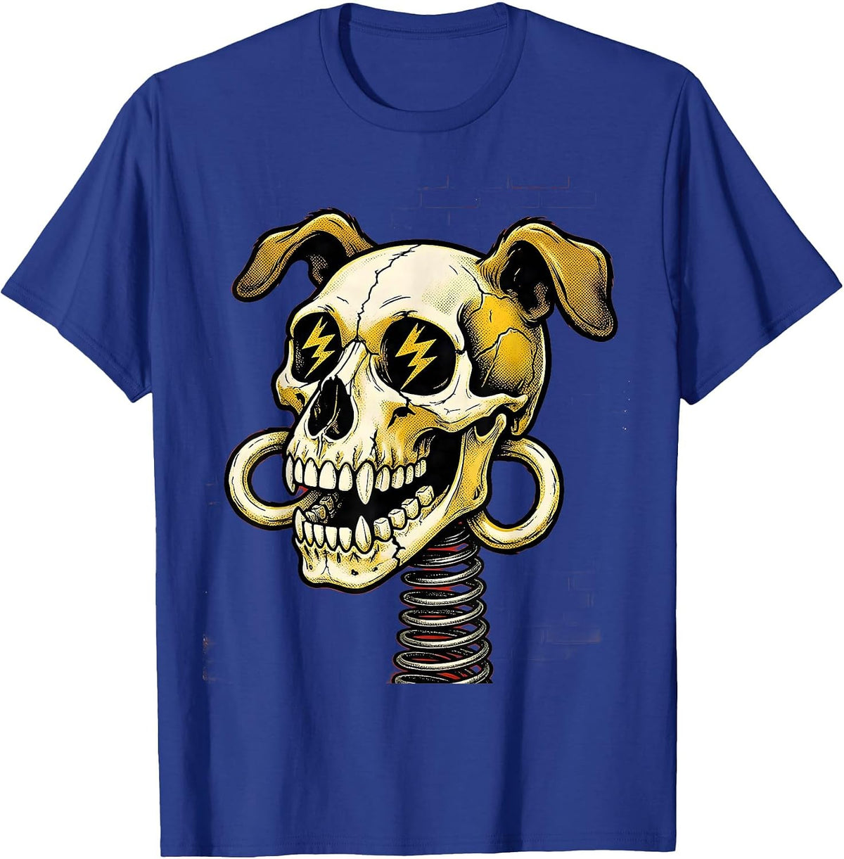 Dog Skull Lightning Bolt Eyes Graphic Design T-Shirt - Royal Blue