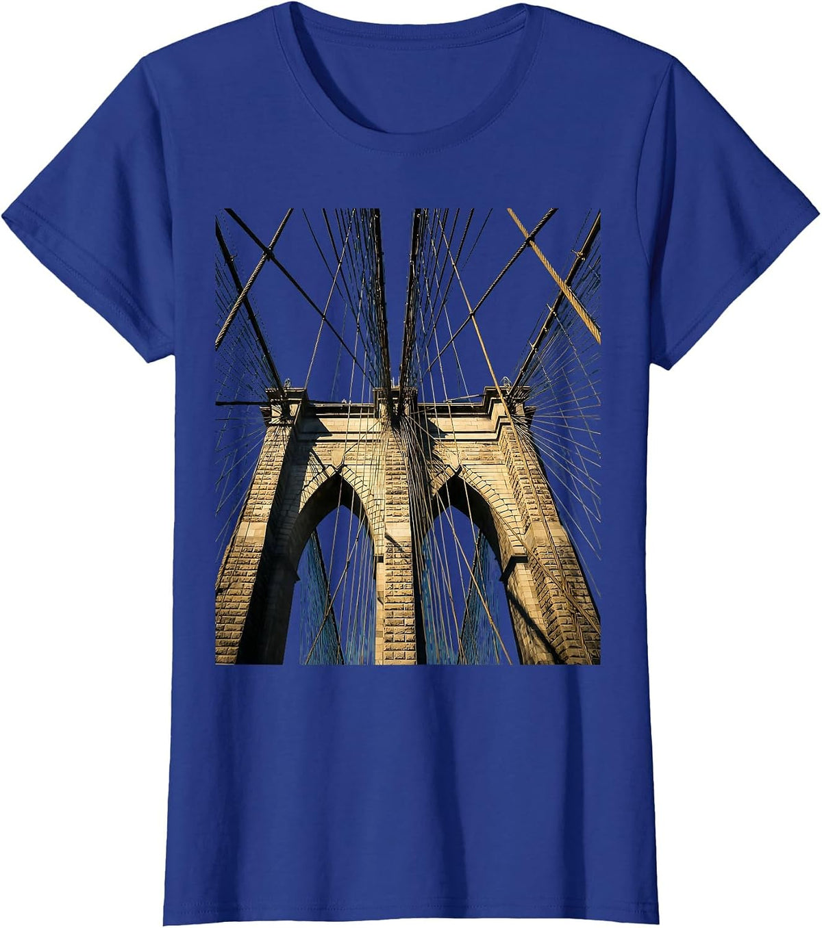 Women's Brooklyn Bridge Low Angle Cable NYC Graphic T-Shirt - Royal Blue