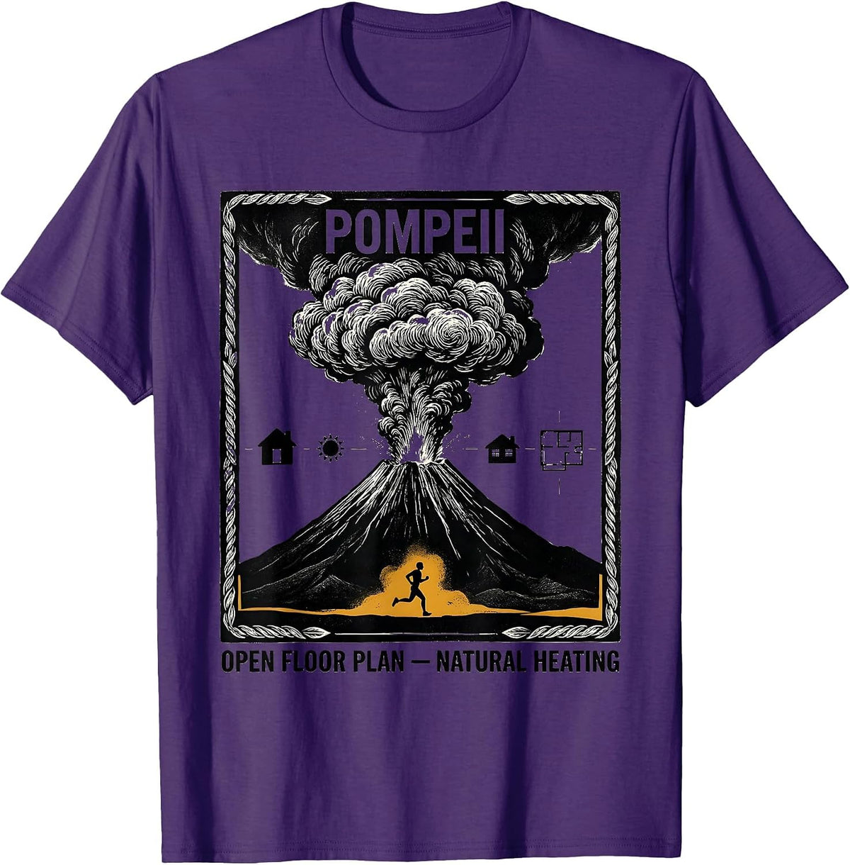 Pompeii Fun Run Funny Volcano History Geography Humor T-Shirt - Purple