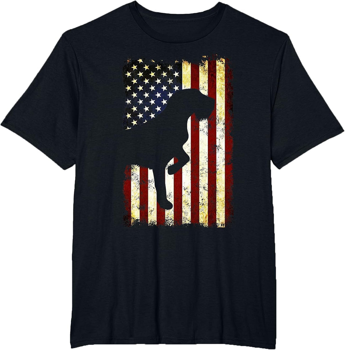 Wirehaired Pointing Griffon Silhouette American Flag T-Shirt - Black