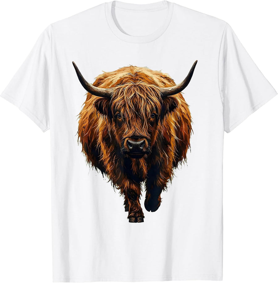 Men's Highland Cow Cute Scottish Humor Casual Wear T-Shirt - White
