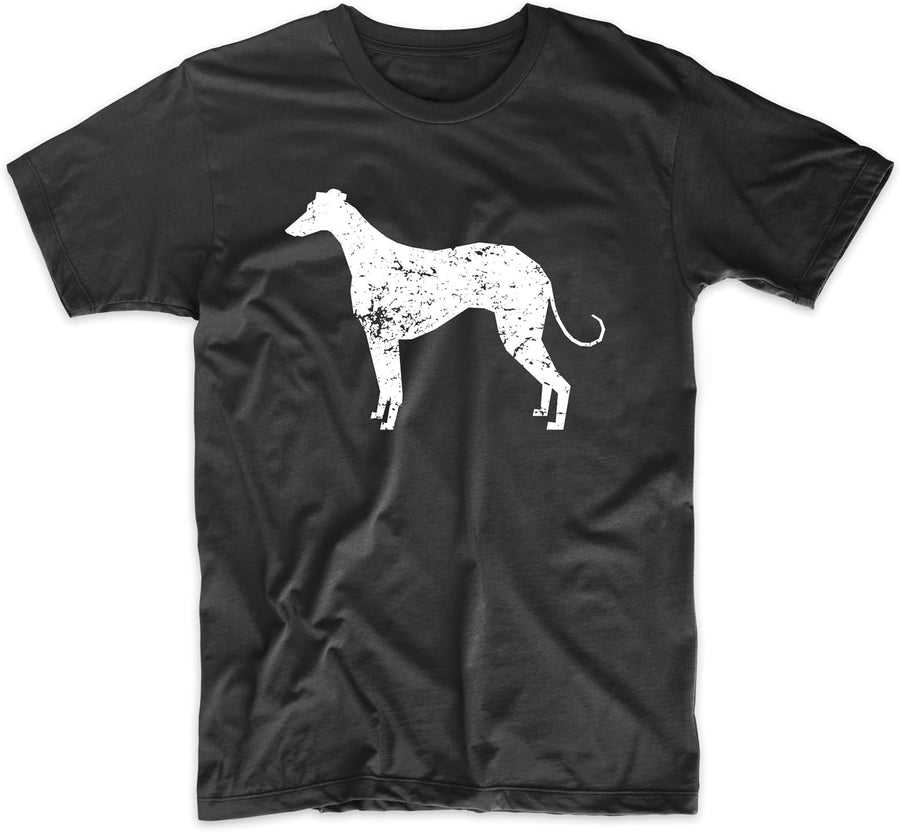 Distressed Greyhound Silhouette Dog Owner T-Shirt - Black