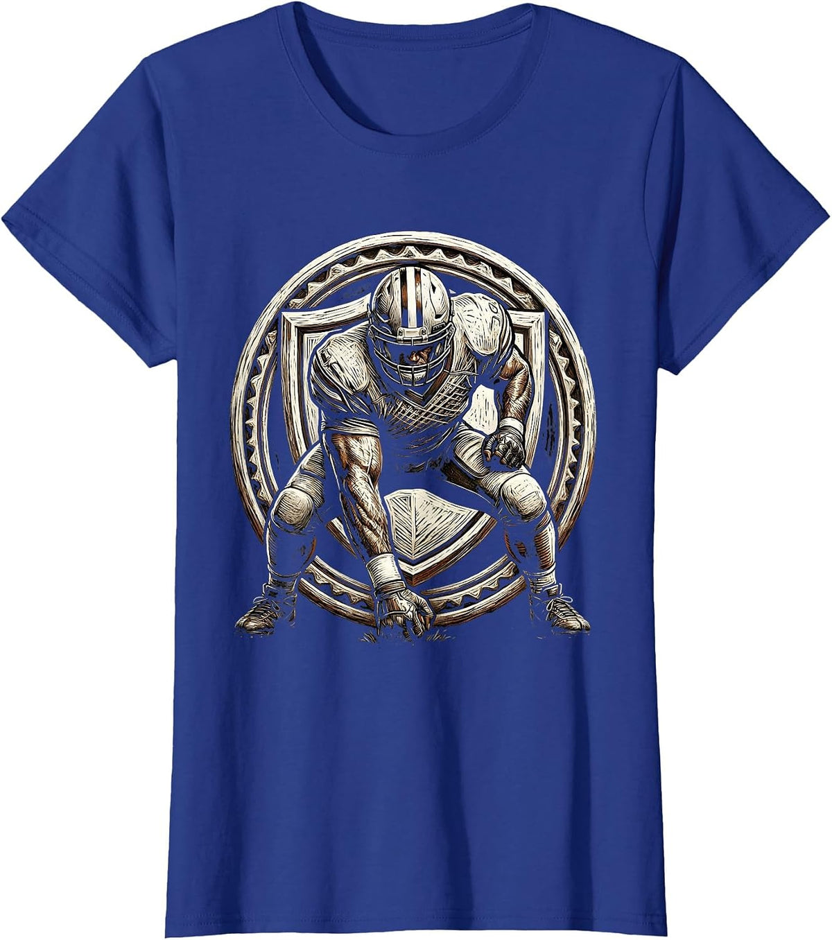 Women's Football Lineman Three-Point Stance Graphic T-Shirt - Royal Blue