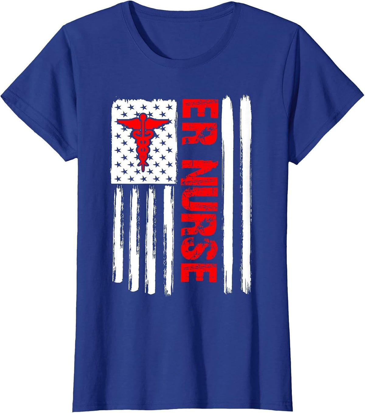 ER Nurse Emergency Room Nurse US Flag Vintage T-Shirt - Royal Blue