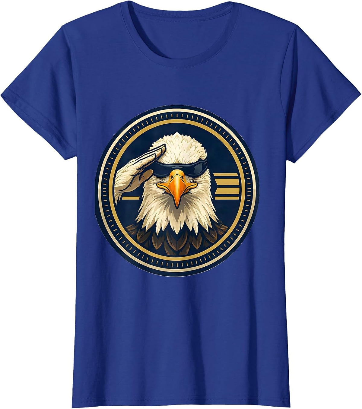 Women's Bald Eagle Self-Salute Emblem Eagle Lover Humor T-Shirt - Royal Blue