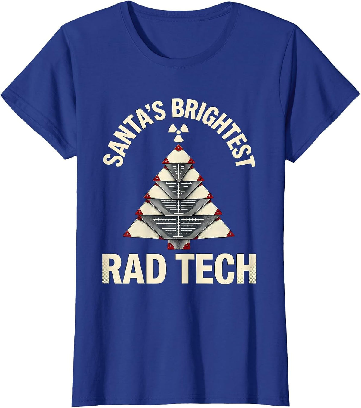 Women's Santa's Brightest Rad Tech Funny Radiology Tech Christmas T-Shirt - Royal Blue