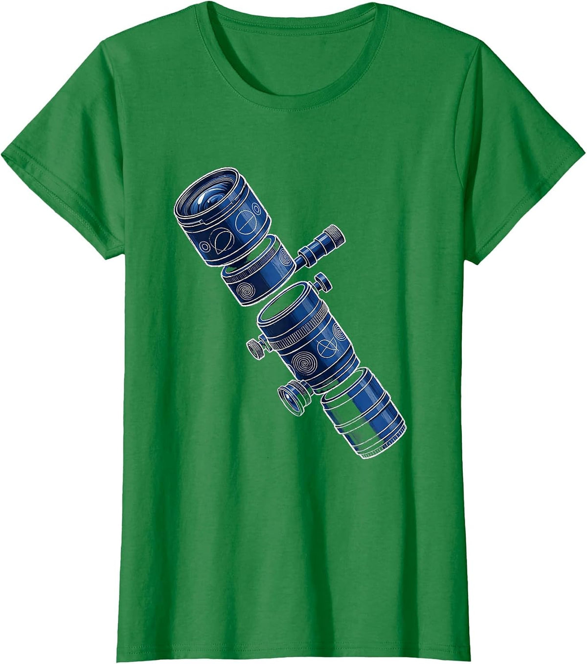 Telescope Math Equations Night Sky Science Design T-Shirt - Kelly Green