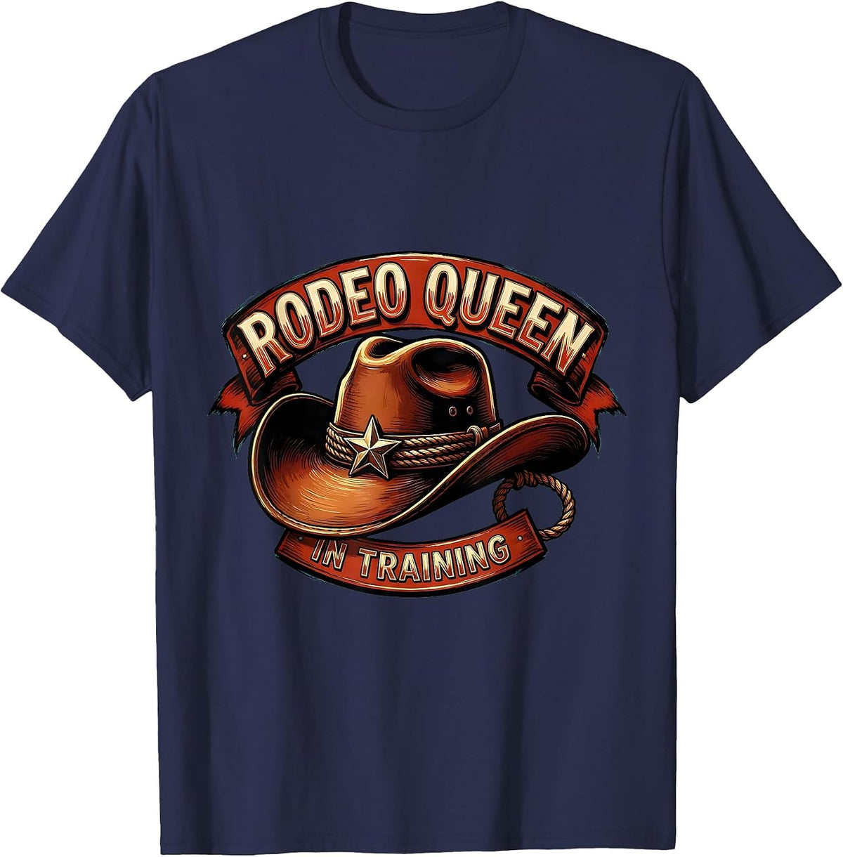 Men's Rodeo Queen In Training Cowgirl Design T-Shirt - Navy Blue