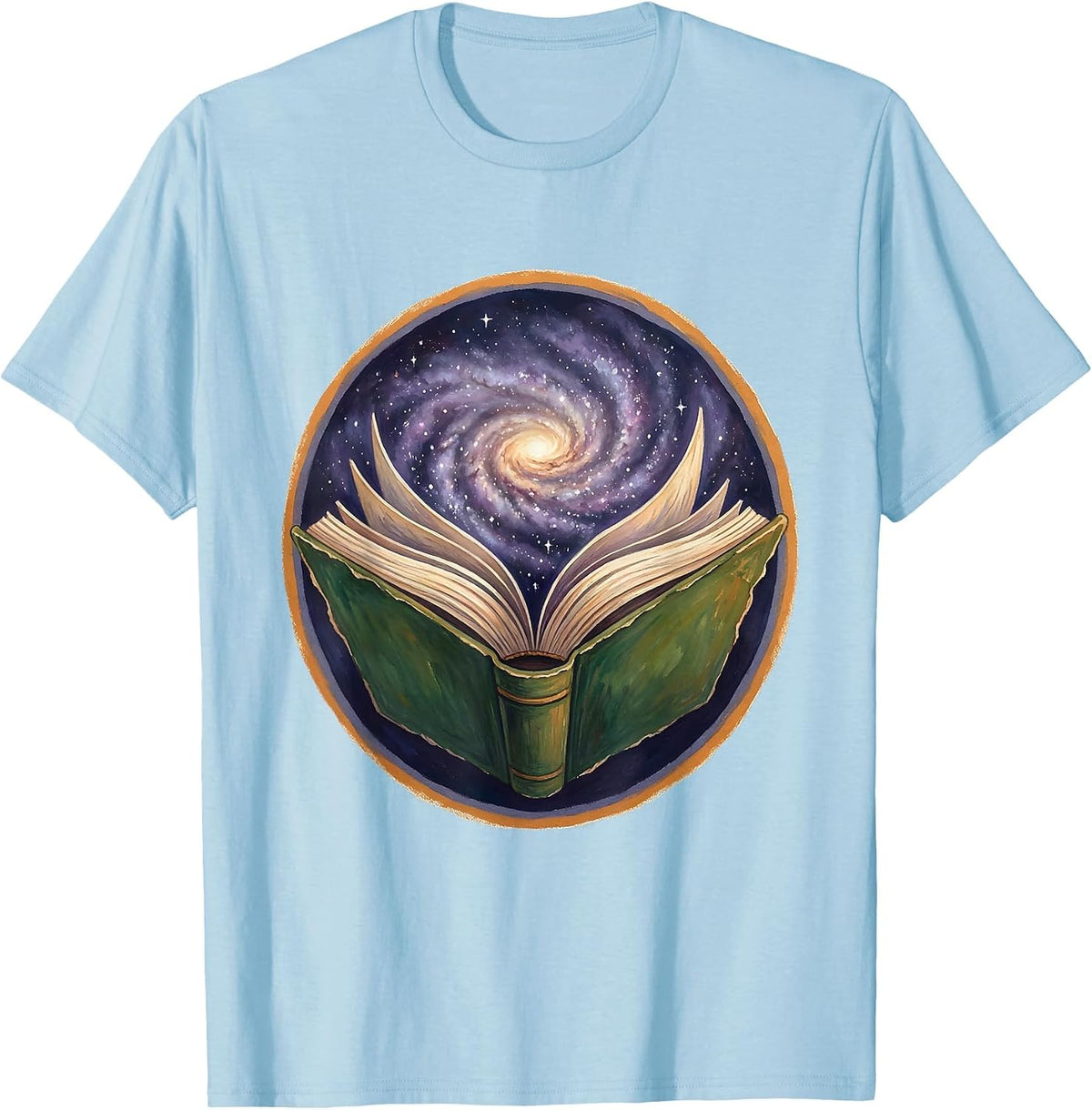 Open Book Galaxy Universe Reading Lover Gift T-Shirt - Baby Blue