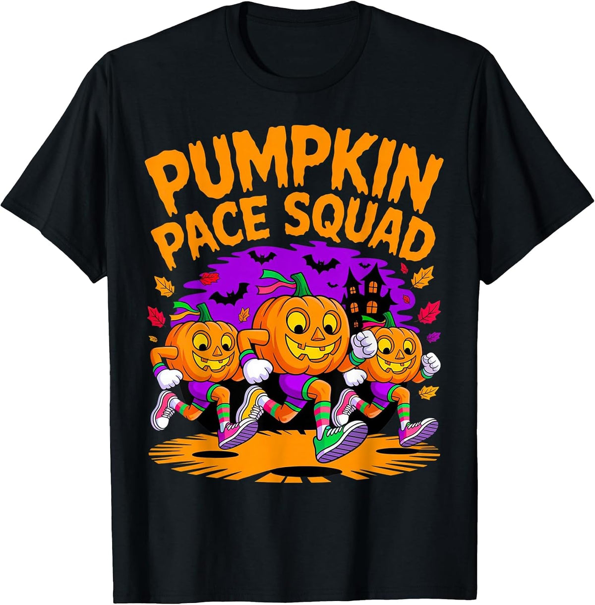 Pumpkin Pace Squad Runner Costume Halloween Running Marathon T-Shirt - Black