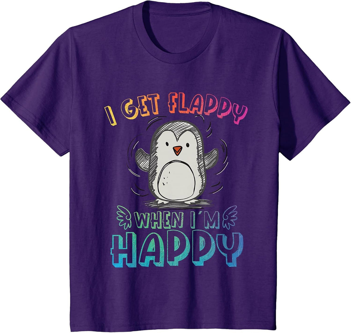 Autism Stimming Penguin I Get Flappy When I´m Happy T-Shirt - Purple