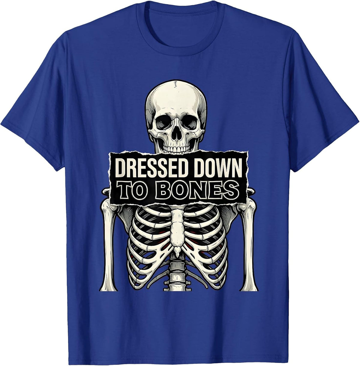 Men's Dressed Down to Bones Skeleton Graphic Design T-Shirt - Royal Blue