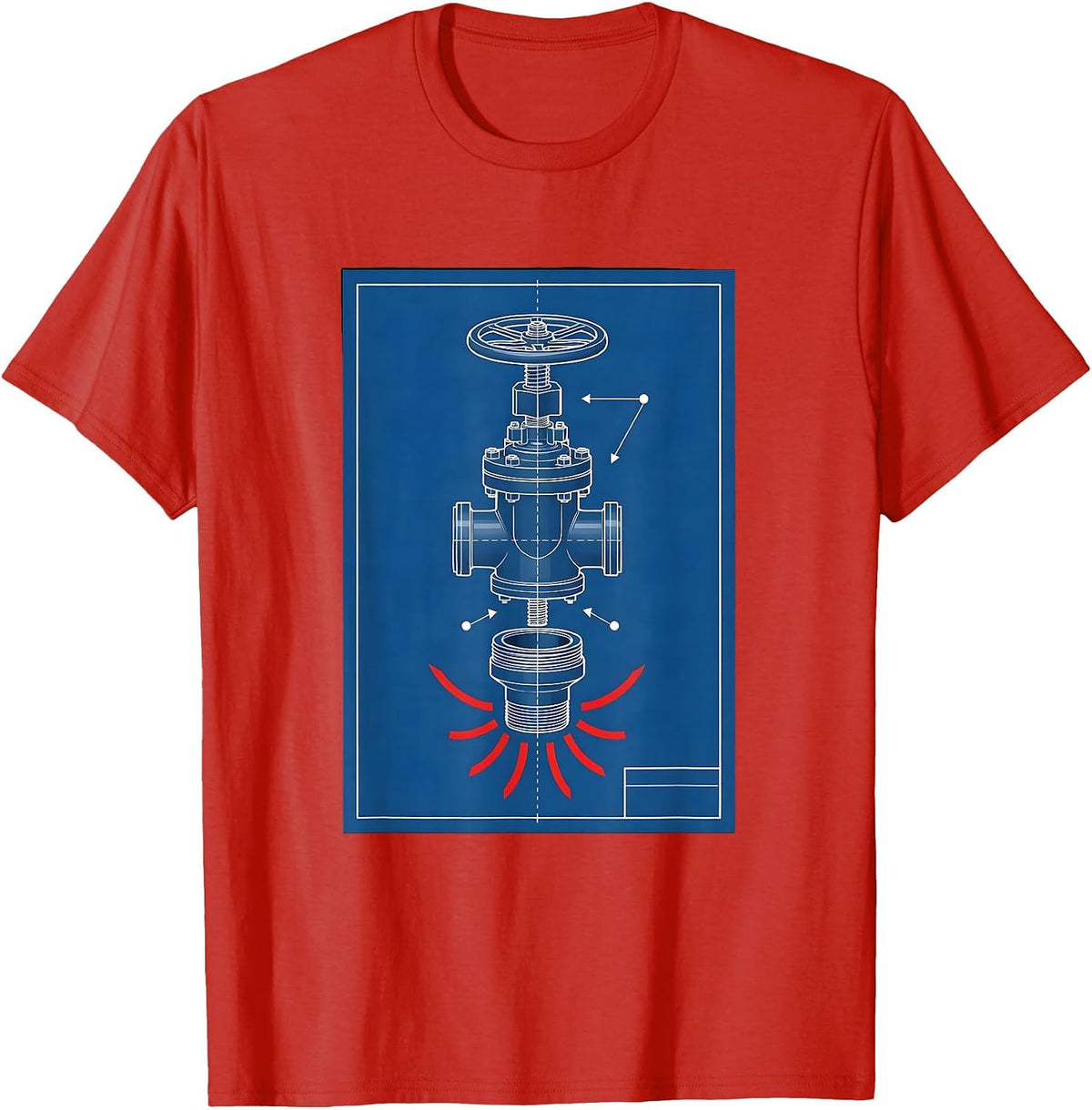 Men's Pressure Relief Valve Funny Plumber Pipefitter Occupation T-Shirt - Red