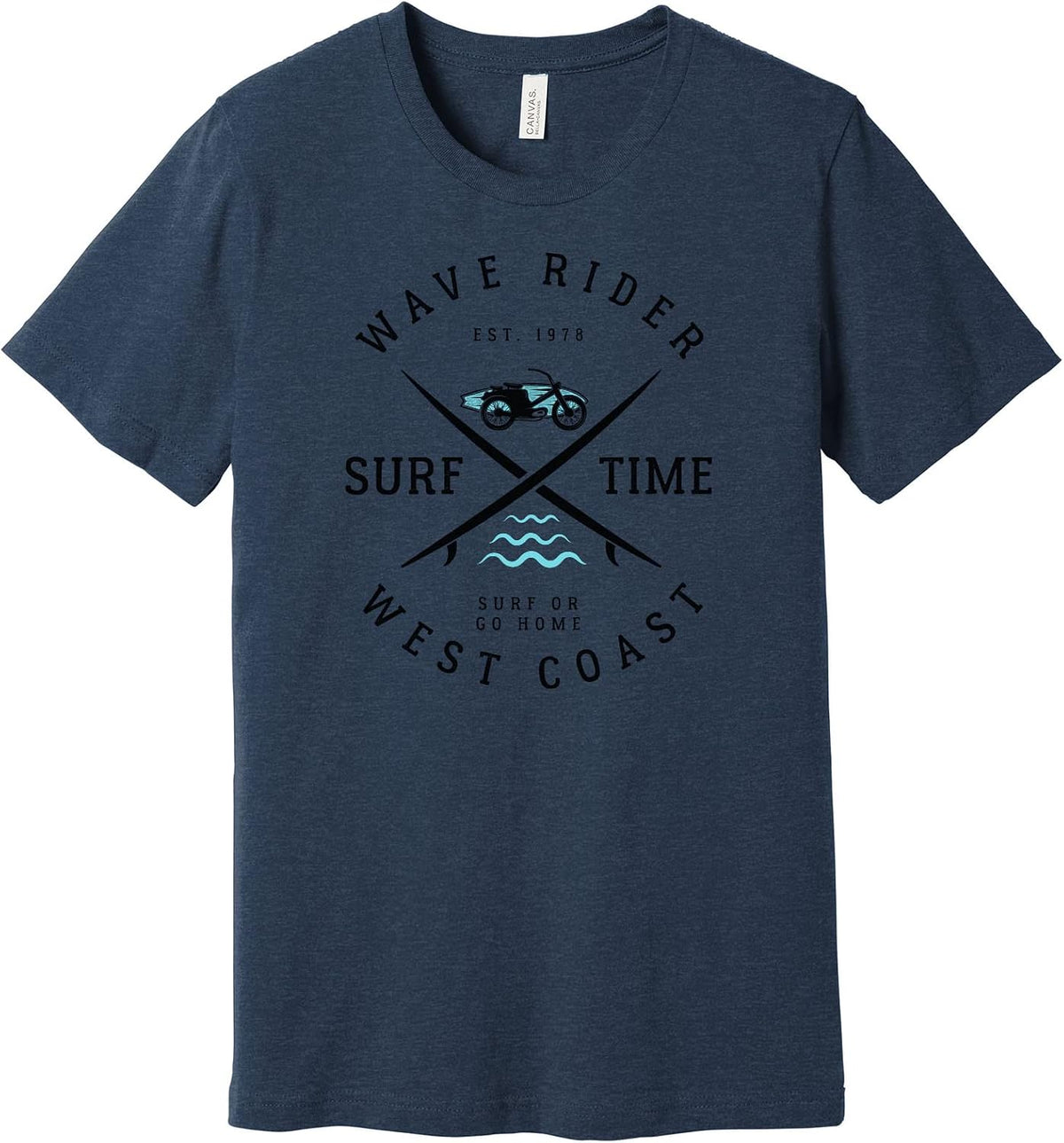 Wave Rider Surf Time West Coast T-Shirt - Heather Navy