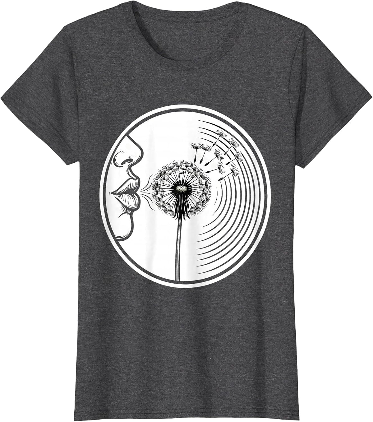 Women's Speech Therapy Dandelion Sound Waves Illustration T-Shirt - Dark Heather Grey