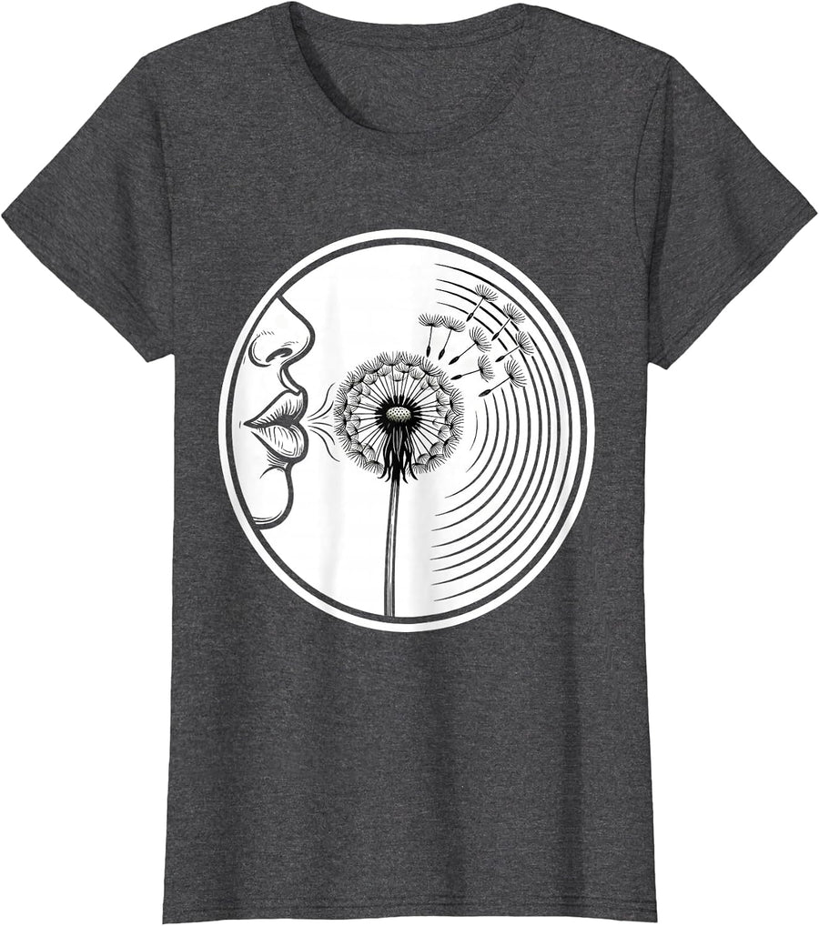 Women's Speech Therapy Dandelion Sound Waves Illustration T-Shirt - Dark Heather Grey