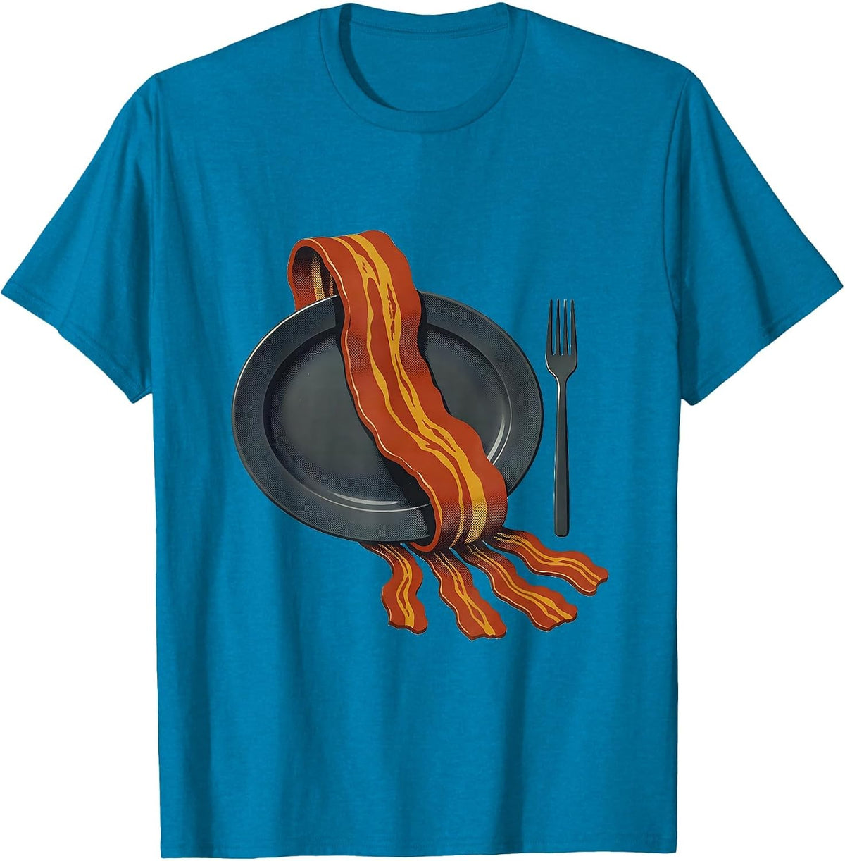 Oversized Bacon Ribbon Midcentury Modern Foodie Humor T-Shirt - Sapphire Blue