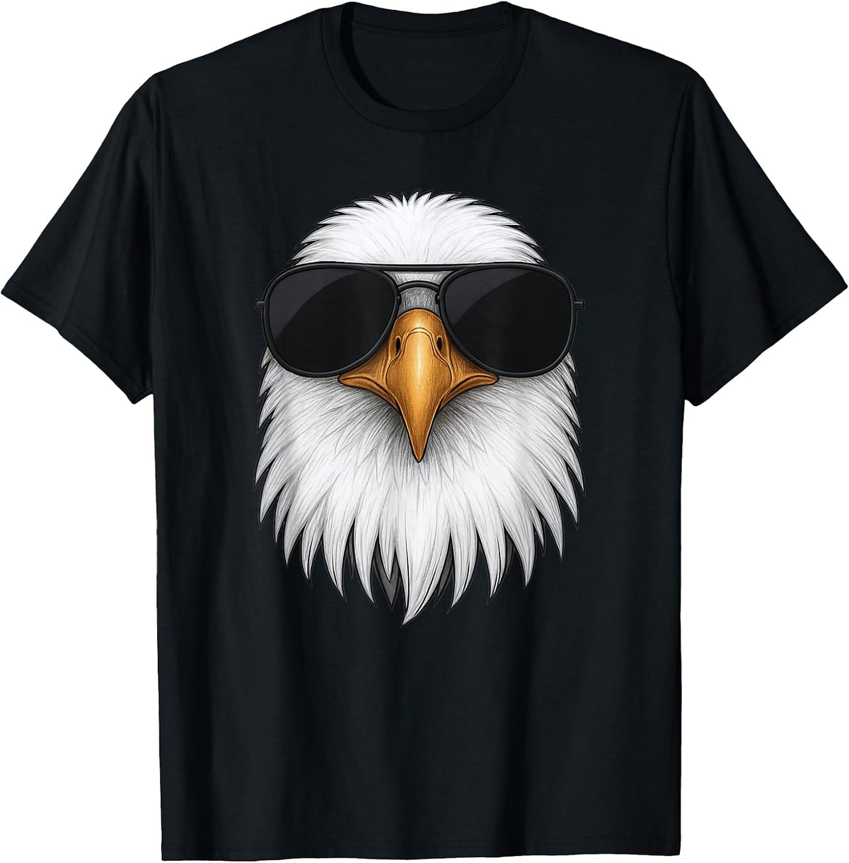 Eagle Head Sunglasses Shirt – Cool Eagle Graphic T-Shirt, Men, Black, Small - As Pictured