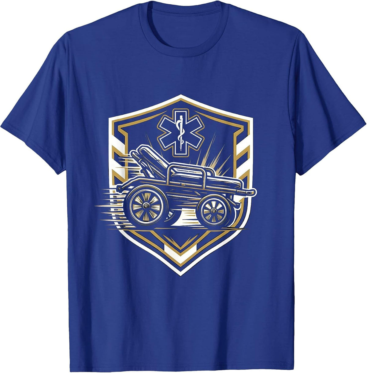 Men's EMT Gurney Rush Hospital Corridor Graphic T-Shirt - Royal Blue