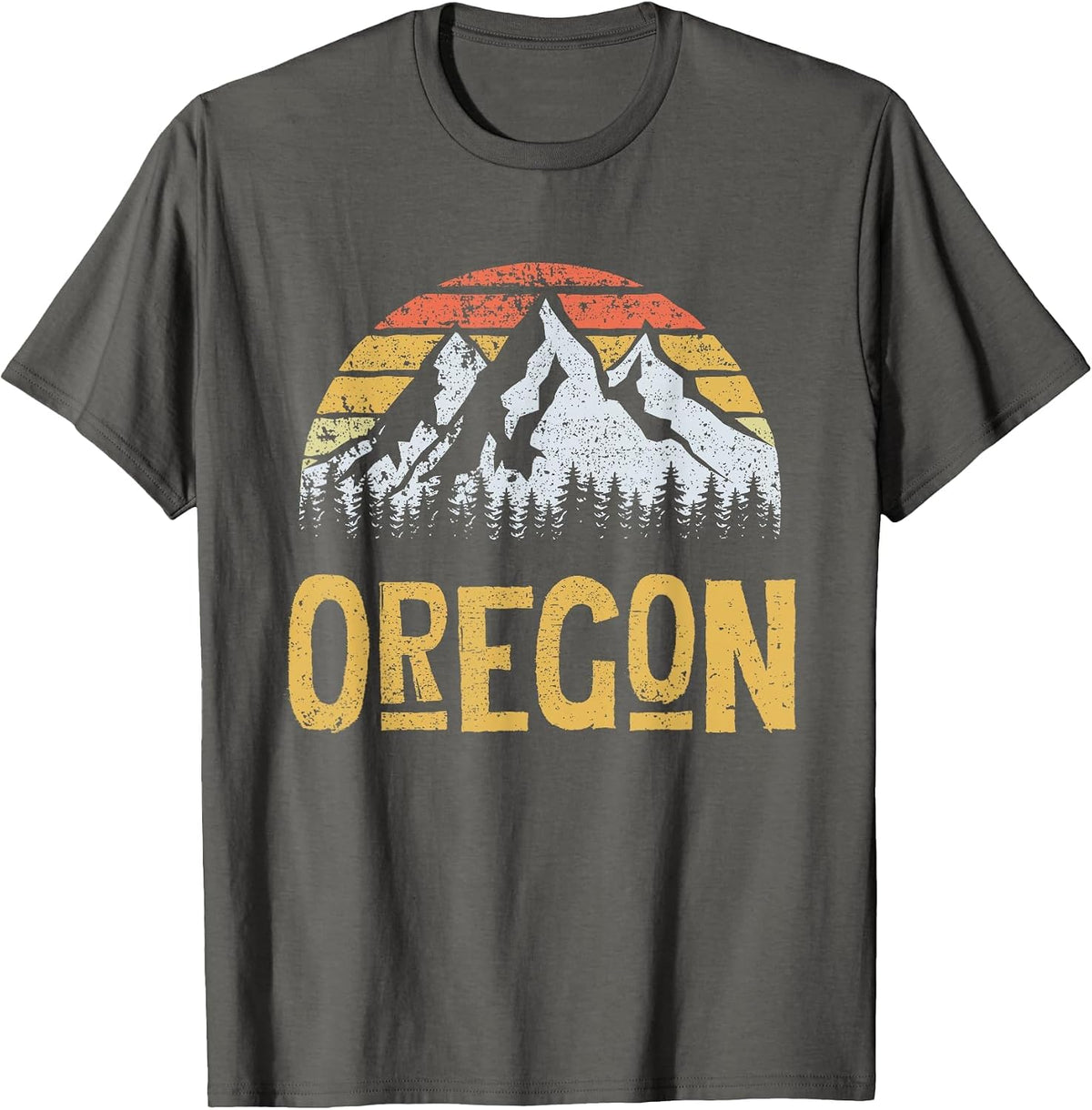 Vintage Retro OR Oregon U.S. Mountain State T-Shirt T-Shirt - Asphalt Grey