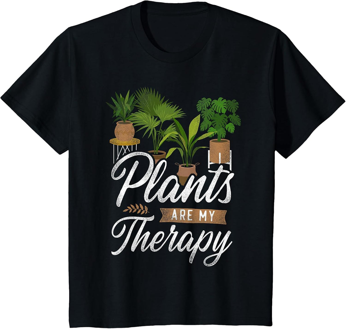 Plant Lover Gardening Plants are My Therapy T-Shirt - Black