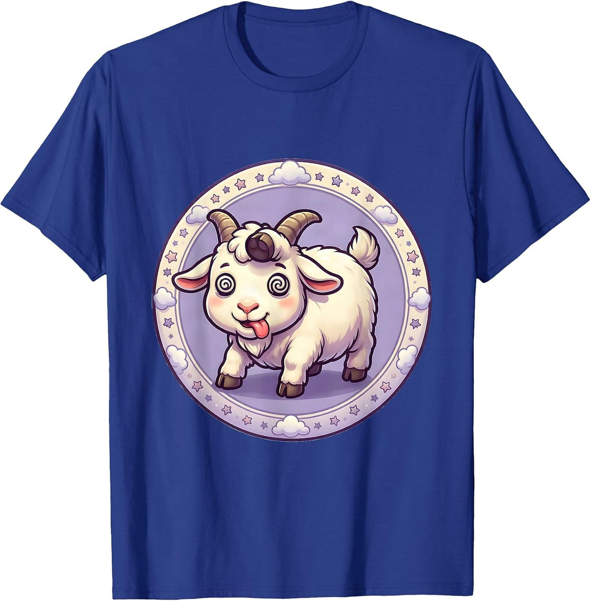Men's Funny Fainting Goat Mid-Collapse Graphic T-Shirt - Royal Blue