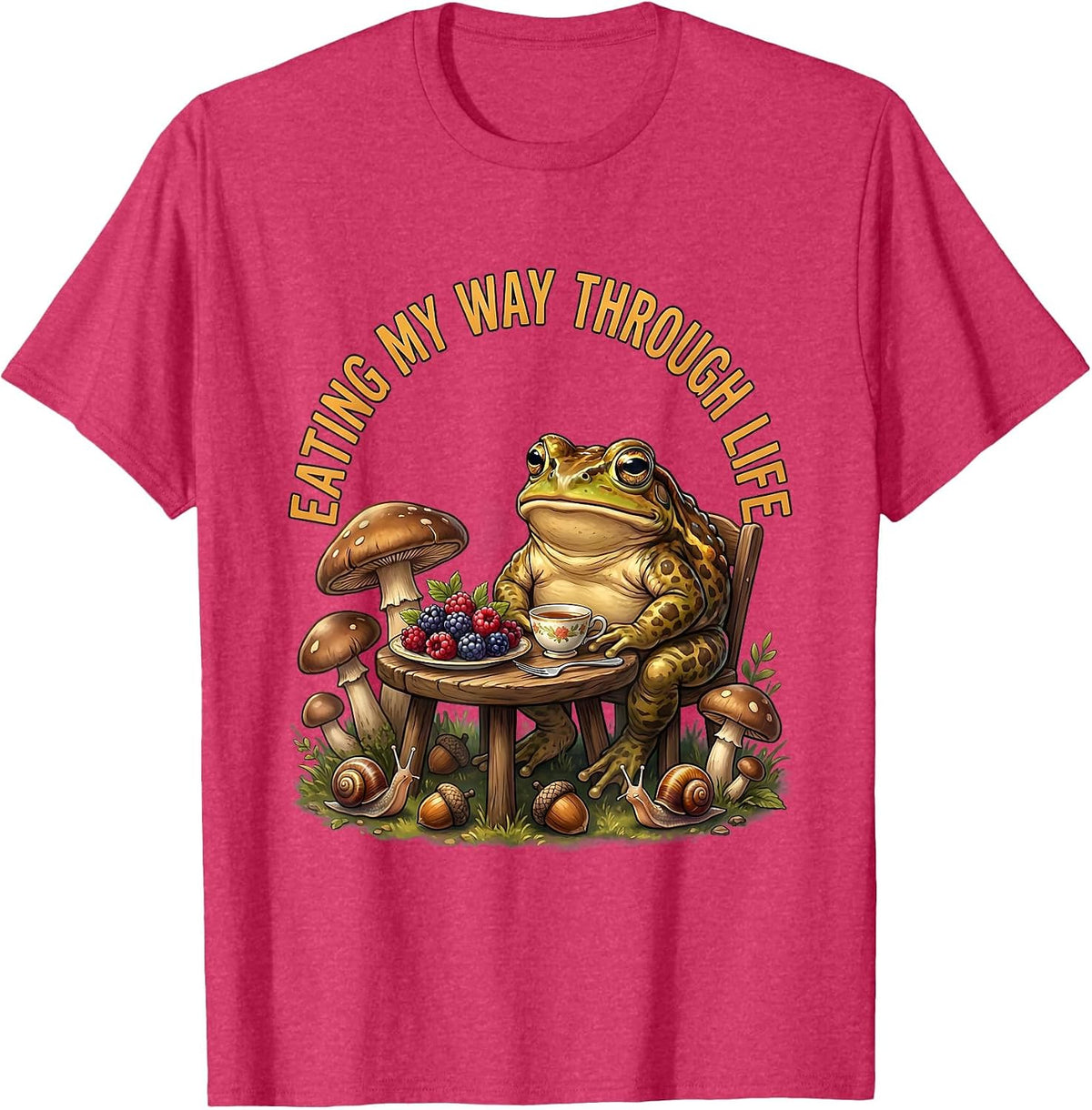 Eating My Way Through Life Foodie Design T-Shirt - Red Heather