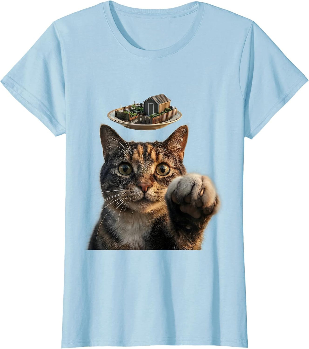 Calico Cat UFO Selfie Funny Meme Gift For Cat Lovers T-Shirt - Baby Blue