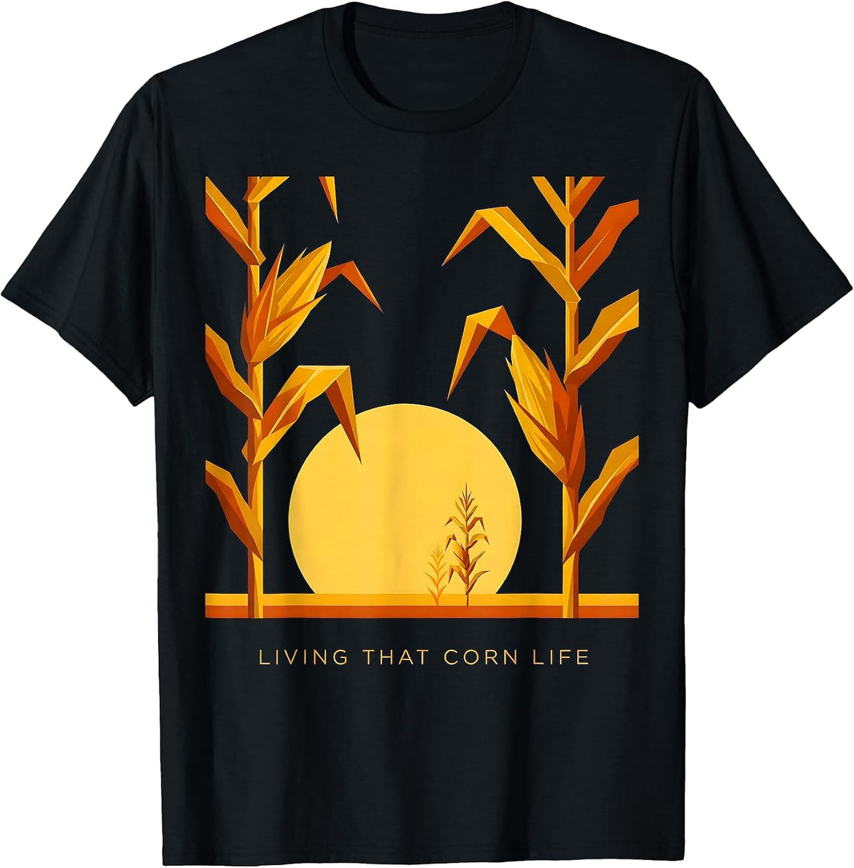 Men's Living That Corn Life Funny Farming Design T-Shirt - Black