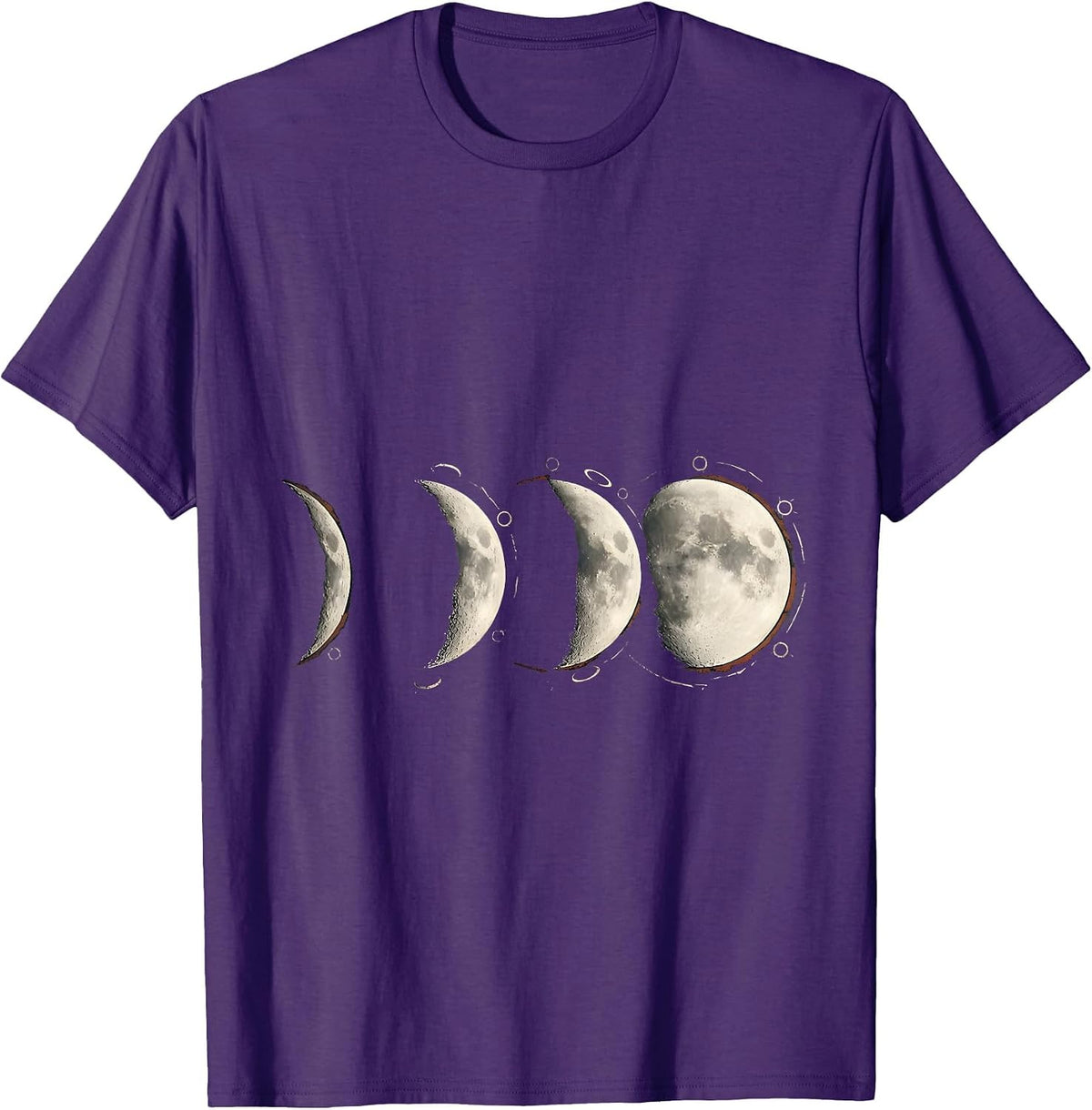 Lunar Silhouette Distressed Moon Phase Boho Celestial T-Shirt - Purple