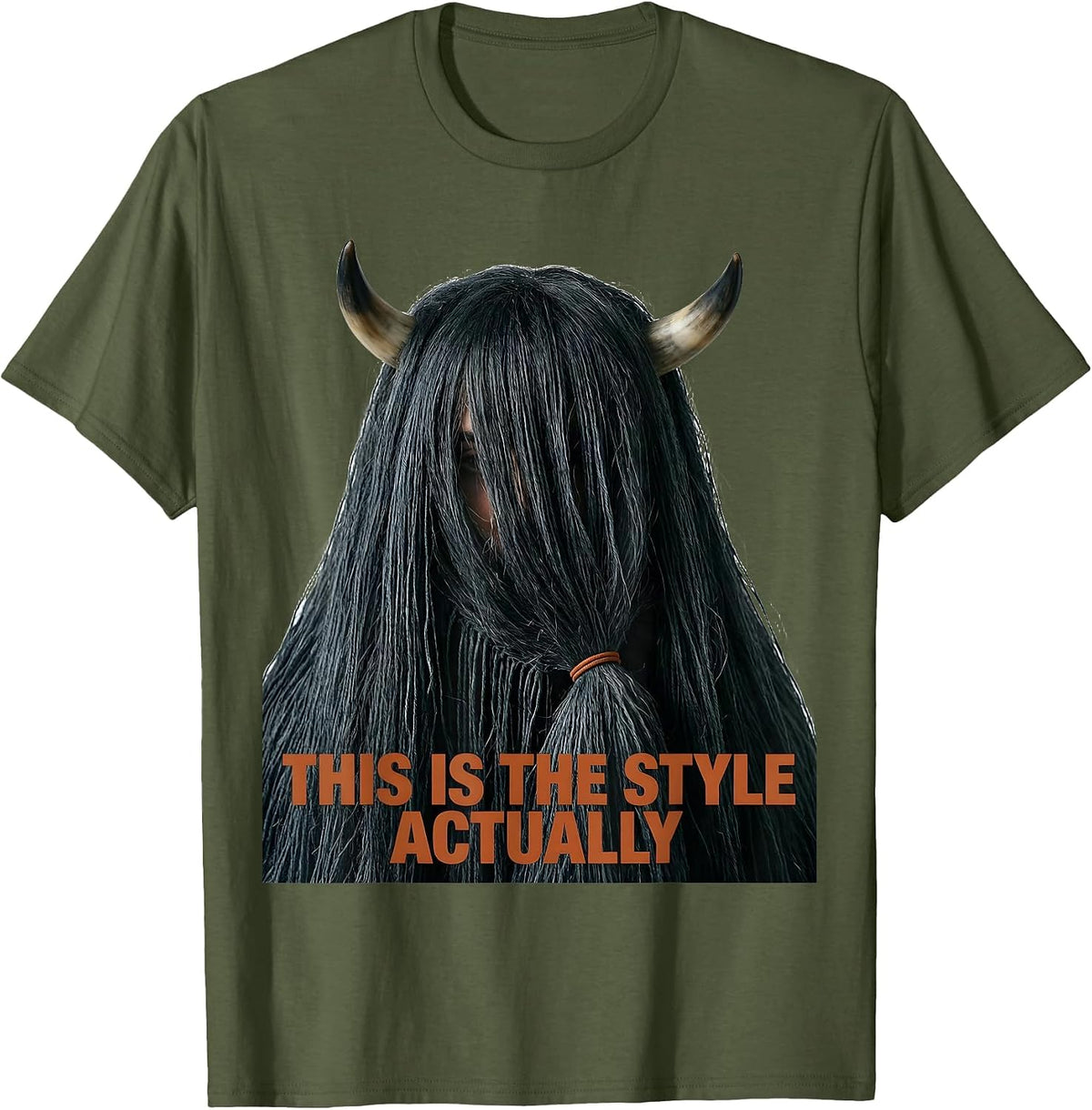 Men's This Is The Style, Actually Funny Highland Cow Sarcastic T-Shirt - Olive Green