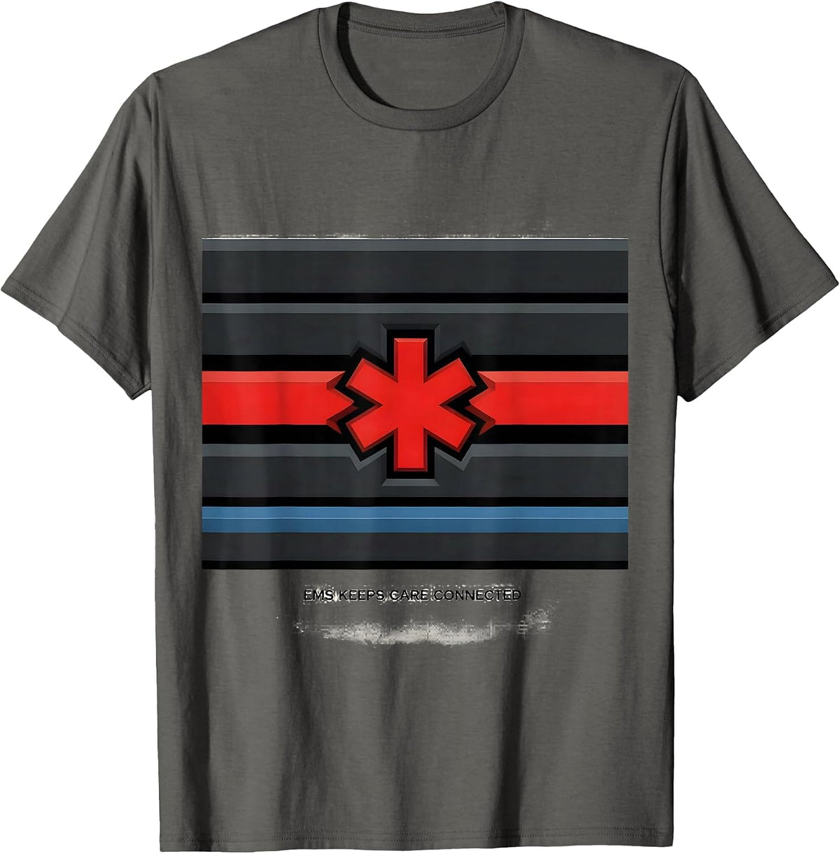Men's EMS Keeps Care Connected Geometric Tribute First Responder T-Shirt - Asphalt Grey