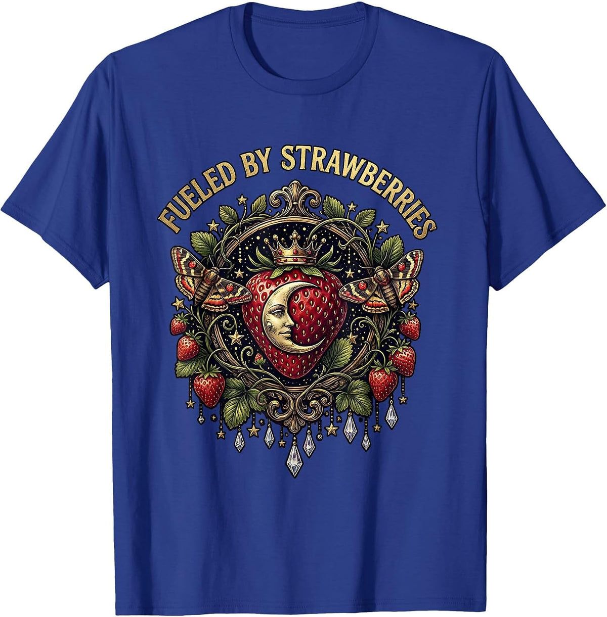 Men's Fueled By Strawberries Fruit Lover Design T-Shirt - Royal Blue