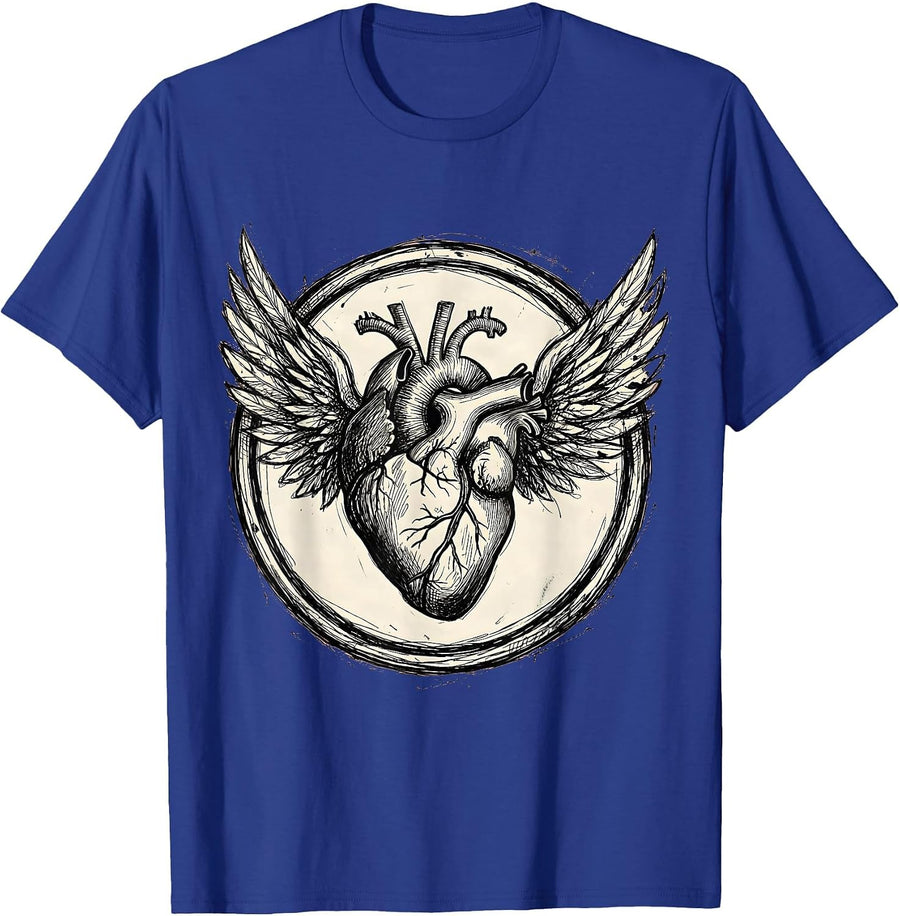 Anatomical Heart With Wings Medical Assistant Gift T-Shirt - Royal Blue
