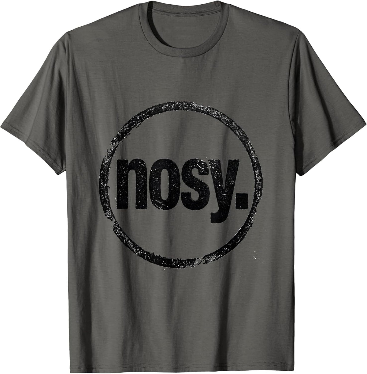 Nosy Rubber Stamp Minimalist Personality Statement T-Shirt - Asphalt Grey