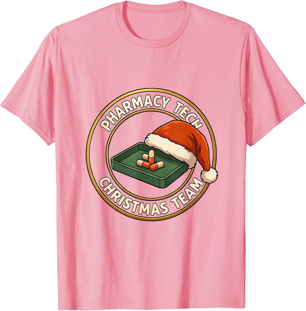 Men's Pharmacy Tech Christmas Team Funny Pharmacy Technician T-Shirt - Pink