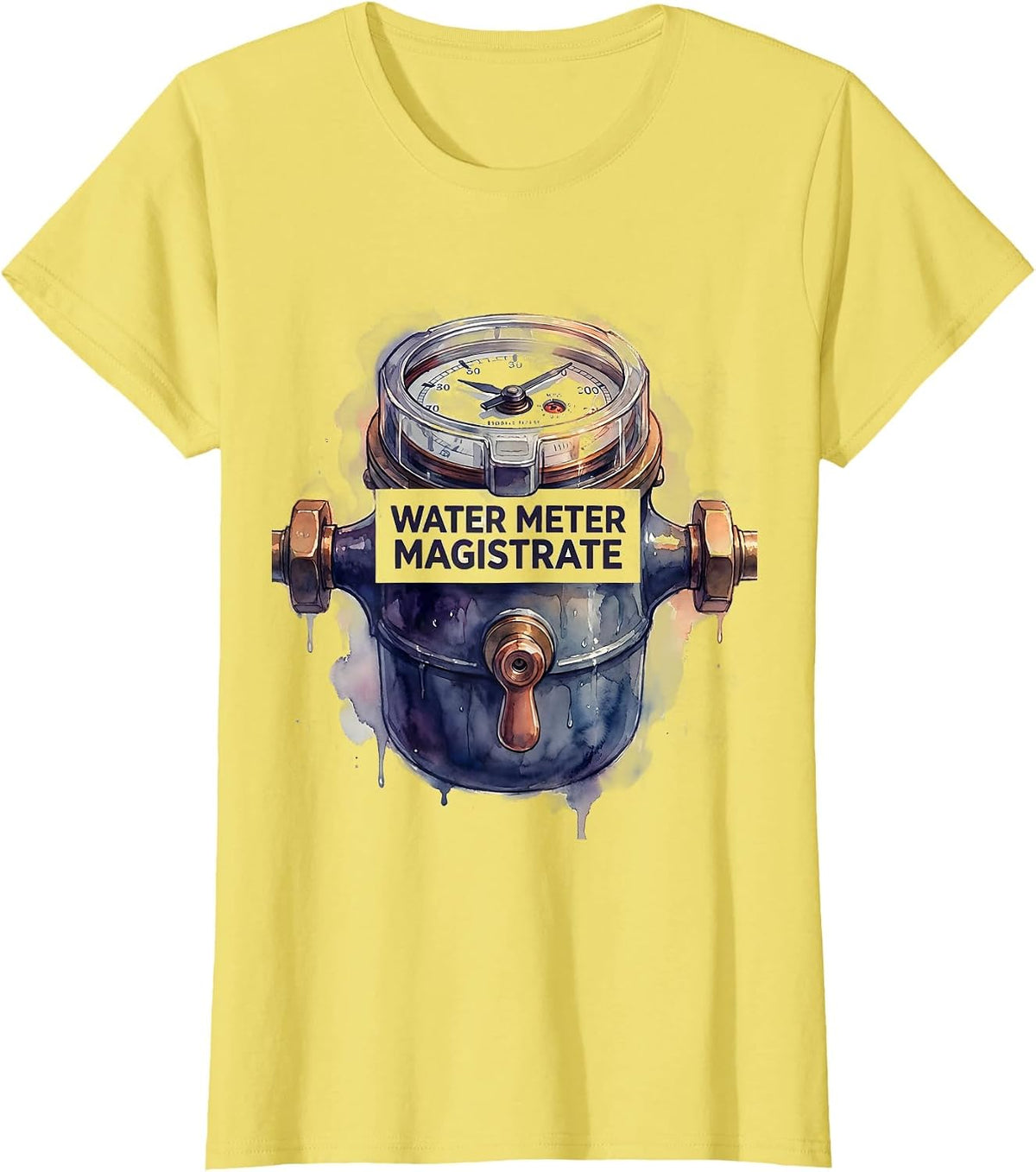 Water Meter Magistrate Funny Plumber Pipefitter Steamfitter T-Shirt - Lemon Yellow