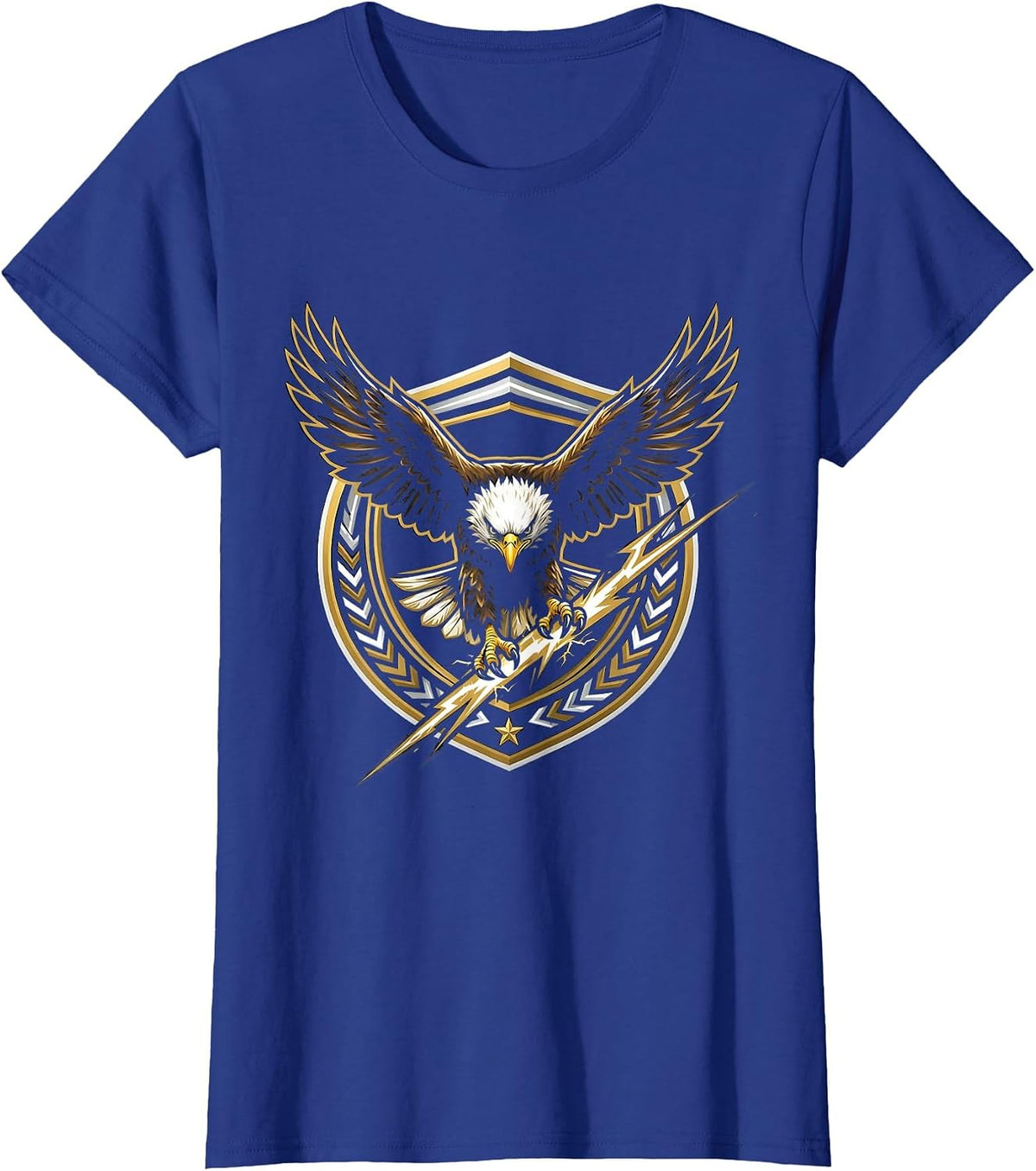 Women's Master Debater Eagle Lightning Bolt Graphic T-Shirt - Royal Blue