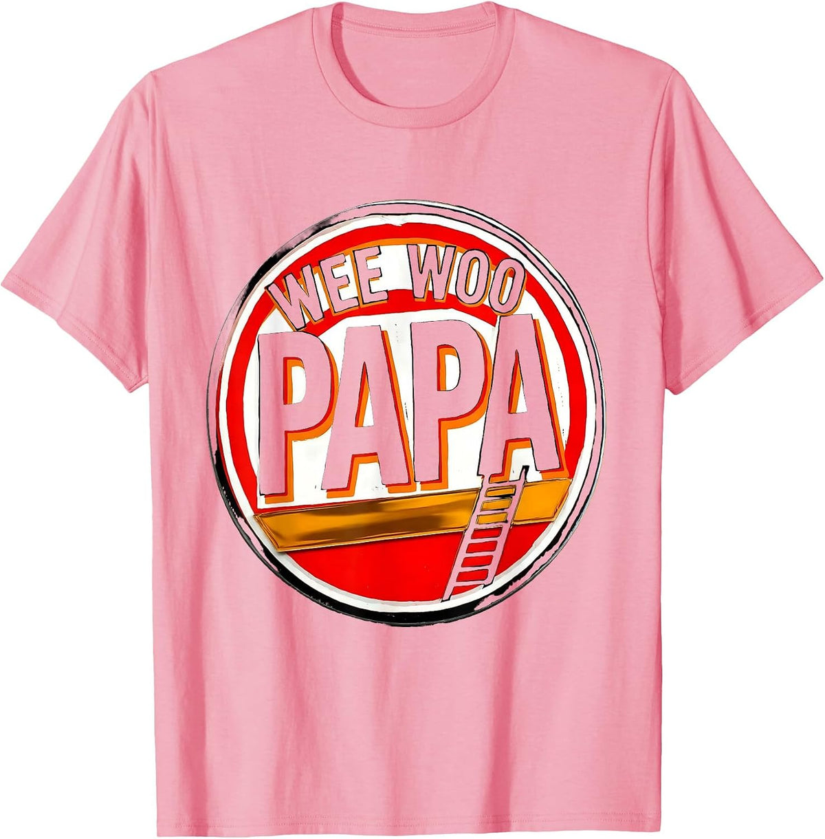 Men's Wee Woo Papa Funny Firefighter Fire Truck Fireman Humor T-Shirt - Pink