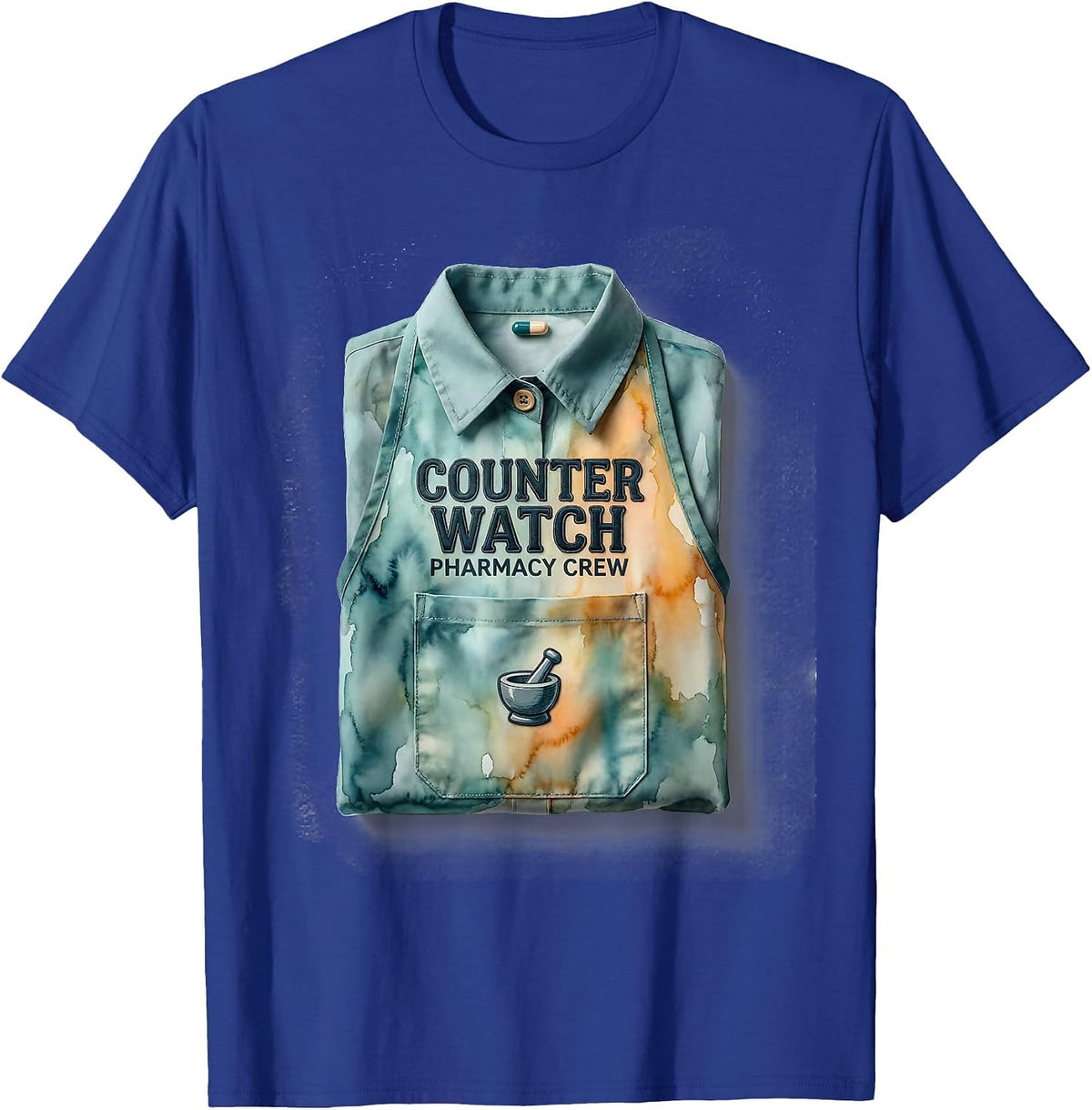 Men's Counter Watch Pharmacy Crew Funny Pharmacist Tech Crew T-Shirt - Royal Blue