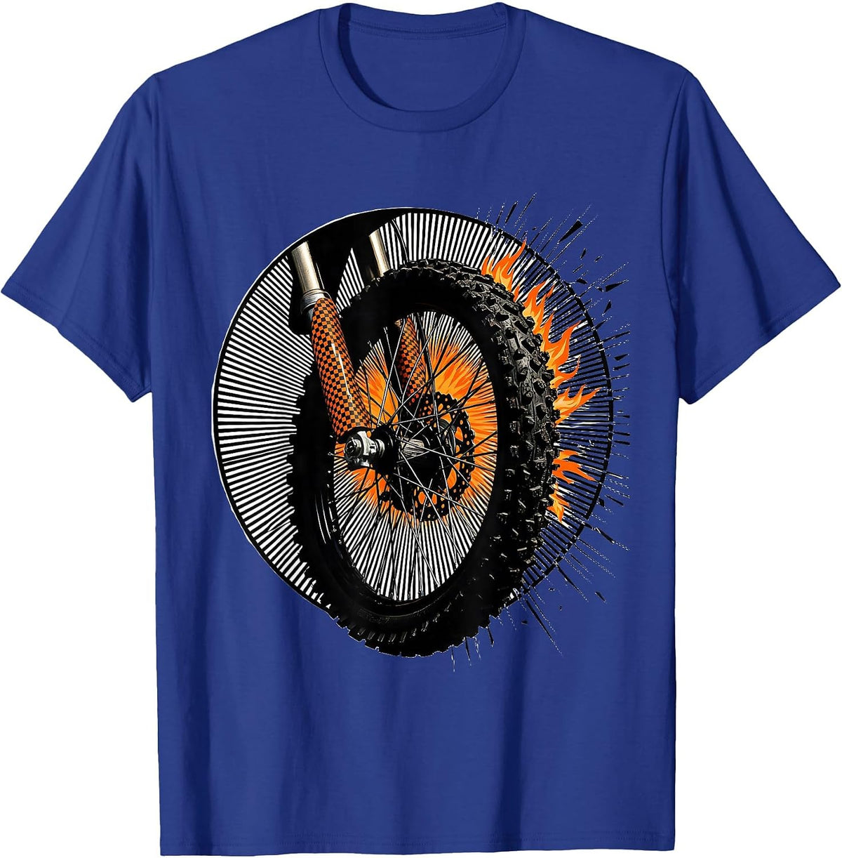 Men's Dirt Bike Wheel Moire Op Art Motocross Rider T-Shirt - Royal Blue