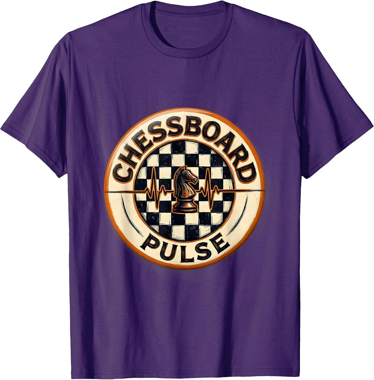 Chessboard Pulse Vintage Chess Enthusiast Gamer T-Shirt - Purple