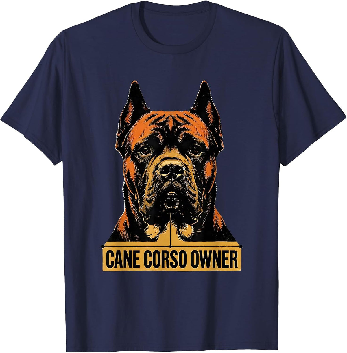 Cane Corso Owner Dog Breed Pride Screenprint Poster Style T-Shirt - Navy Blue