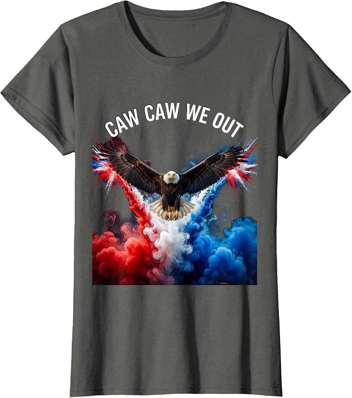 Women's Caw Caw We Out Funny Crow Bird Design T-Shirt - Asphalt Grey