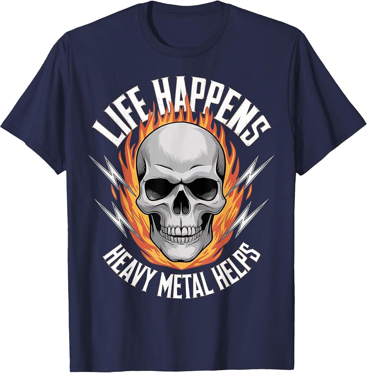 Life Happens Heavy Metal Helps T-Shirt - Navy Blue