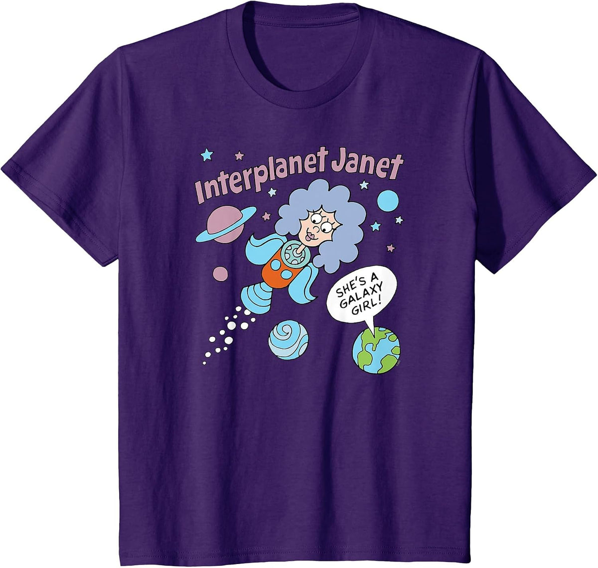 Schoolhouse Rock Interplanet Janet Space Science Retro TV T-Shirt - Purple
